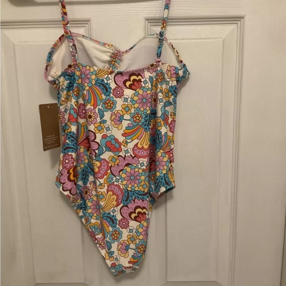 HOBIE Girls Cutout One-piece‎ Swimsuit Girl's sz 14 Multi NWT - Picture 2 of 11